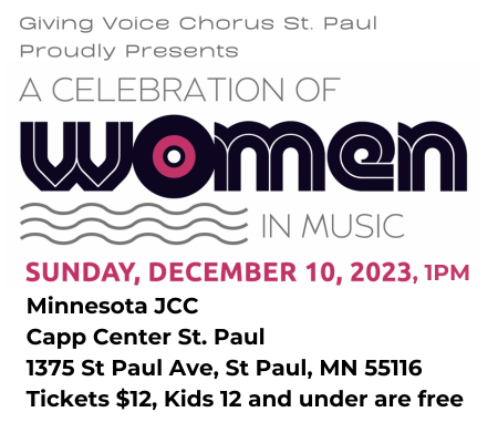 Graphic for Giving Voice Chorus St. Paul, an alzheimer's chorus, concert announcment
